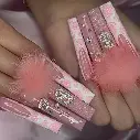 Faux ongles à pression DOUBNINE, longs, cœur rose, dollar, strass, pompon, fausse fourrure de renard, paillettes argentées brillantes, pointe (selon le model) de 5000 FCA à 8000 FCA