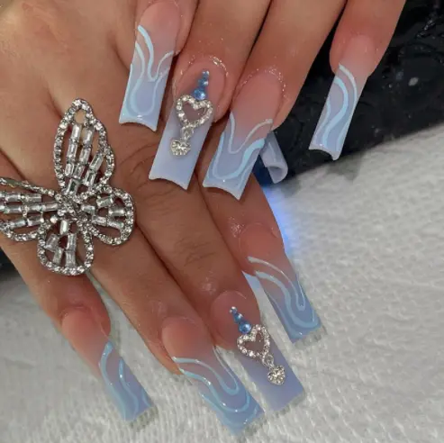 ongles populaires en forme de croix longue décoration en gel 3D doux et cool, ( la pose + ongles)