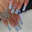 ongles populaires en forme de croix longue décoration en gel 3D doux et cool, ( la pose + ongles)
